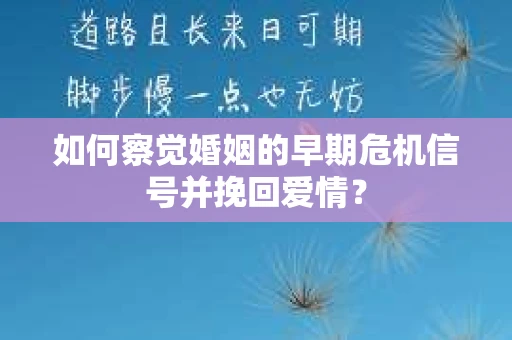 如何察觉婚姻的早期危机信号并挽回爱情？